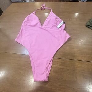 Victoria's Secret Swimsuit One Piece Womens XL/XG Pink Brazilian Halter Logo